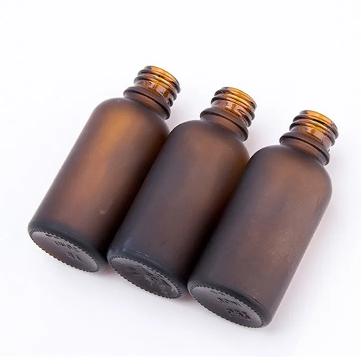 Cylinder glass 30ml 1oz frosted amber aroma arabic attar argan oil bottle with silver cap & dropper