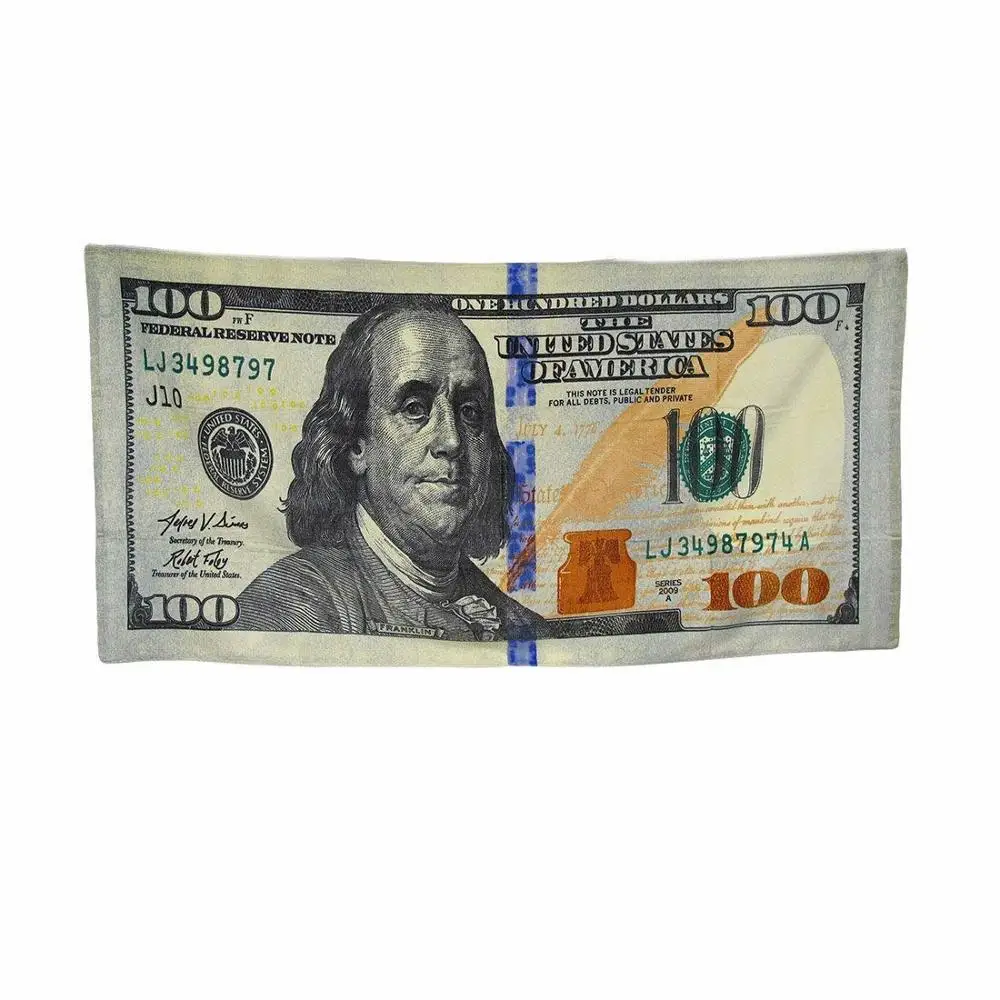 Прямоугольное пляжное полотенце из хлопка с рисунком долларов