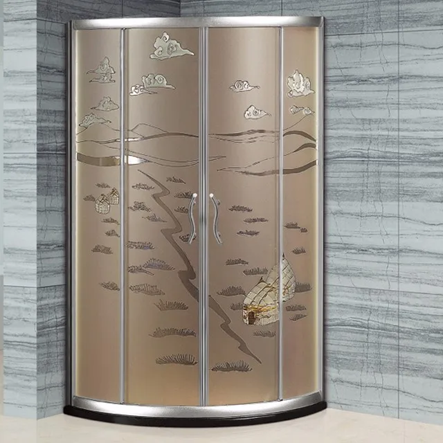 
UPC simple Painting tempered glass round PP tray sliding door shower cabin room 