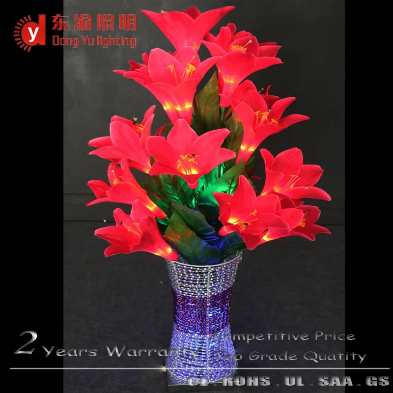Alibaba China cheapest solar vase lily flower table lamps with lighted pot