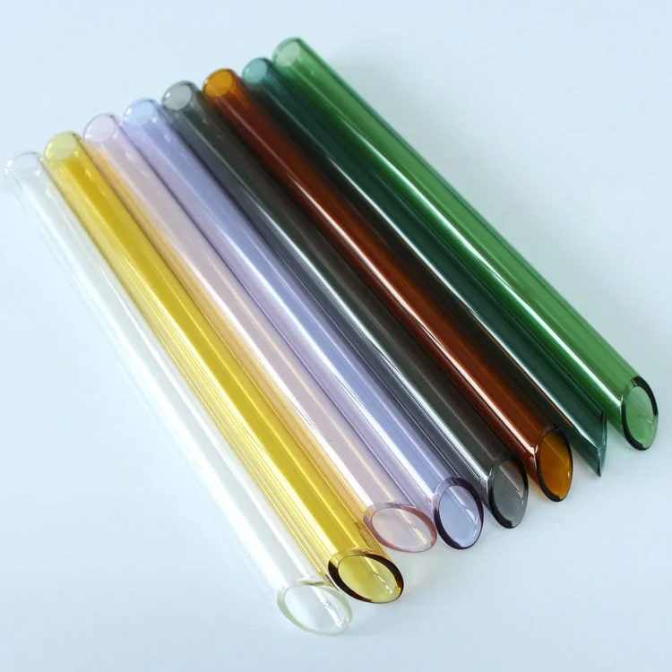 16mm Boba Borosilicate Straight Glass Drinking Straws With Slanted tip