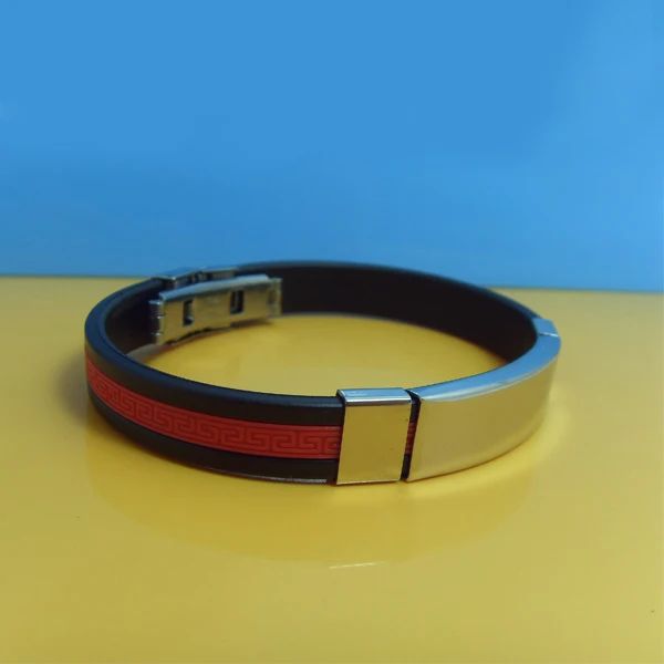 
Wholesale Customized Stainless Steel Adjustable Silicone Rubber Bracelets 