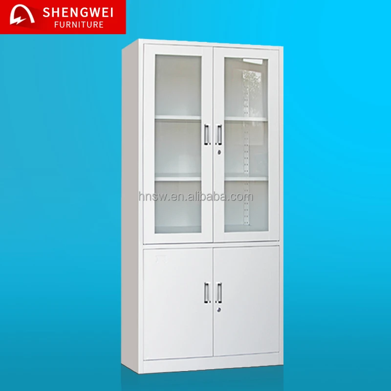 tall cheap display iron filing storage almari cabinets with swing glass doors