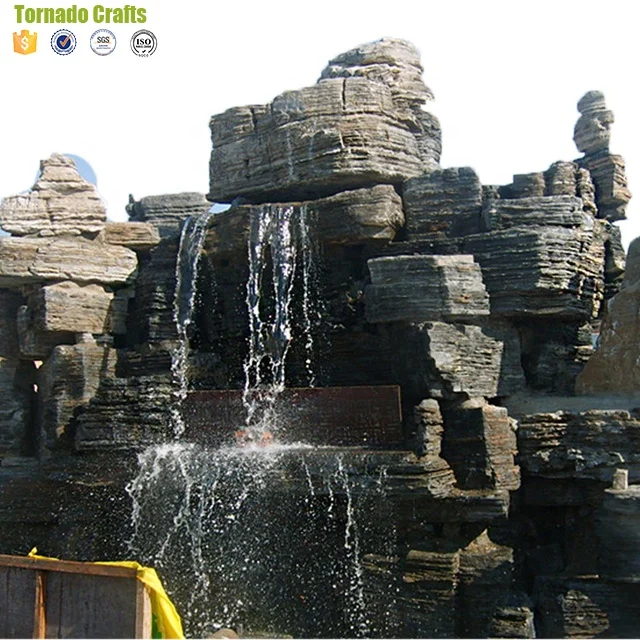 Factory artificial rock waterfall fiberglass rock for park road artificial landscape stone
