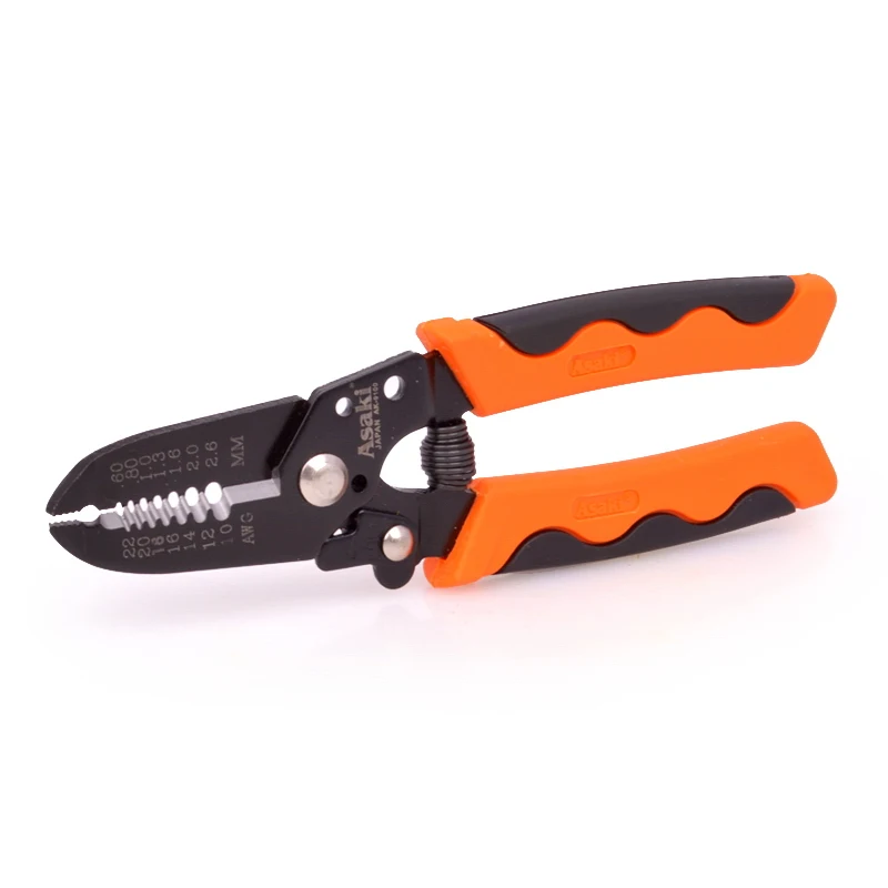 ASAKI AK-9100 Carbon Steel Multi-use Crimping Tool Electric Wire Stripper Plier Cable Cutter Functional Wire Stripping 0.6-2.6mm