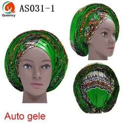 Queency New Designs African Wrap Head Auto Gele With Ankara Elegant Headtie Wax Print Styles Gele