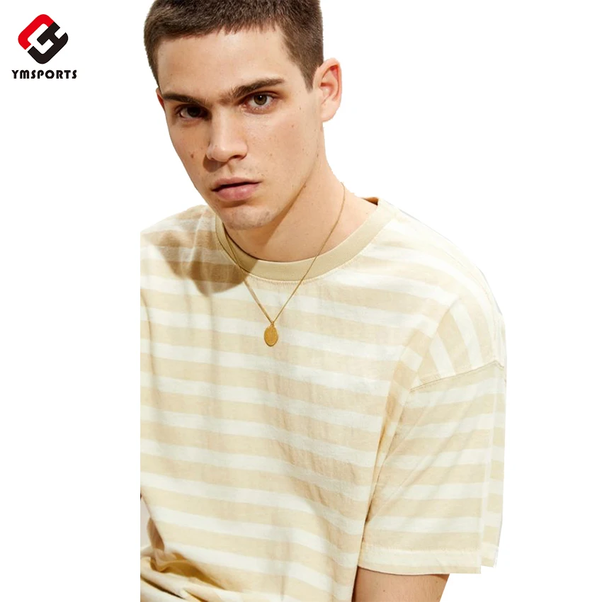 
Custom T Shirts Heavy Cotton Oversize Top Stripe Stitched Men Tee striped t shirt for men 