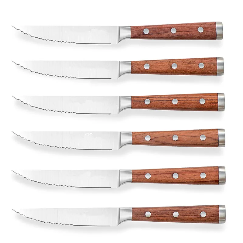 
hand made Stainless Steel kitchen knives steak knife set buy steak knives set of 6 with 430 ABS handle 