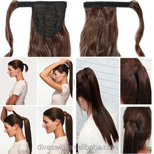 10A grade 100% Human Hair Ponytails Extension wavy straight  Brazilian Human Hair Ponytails