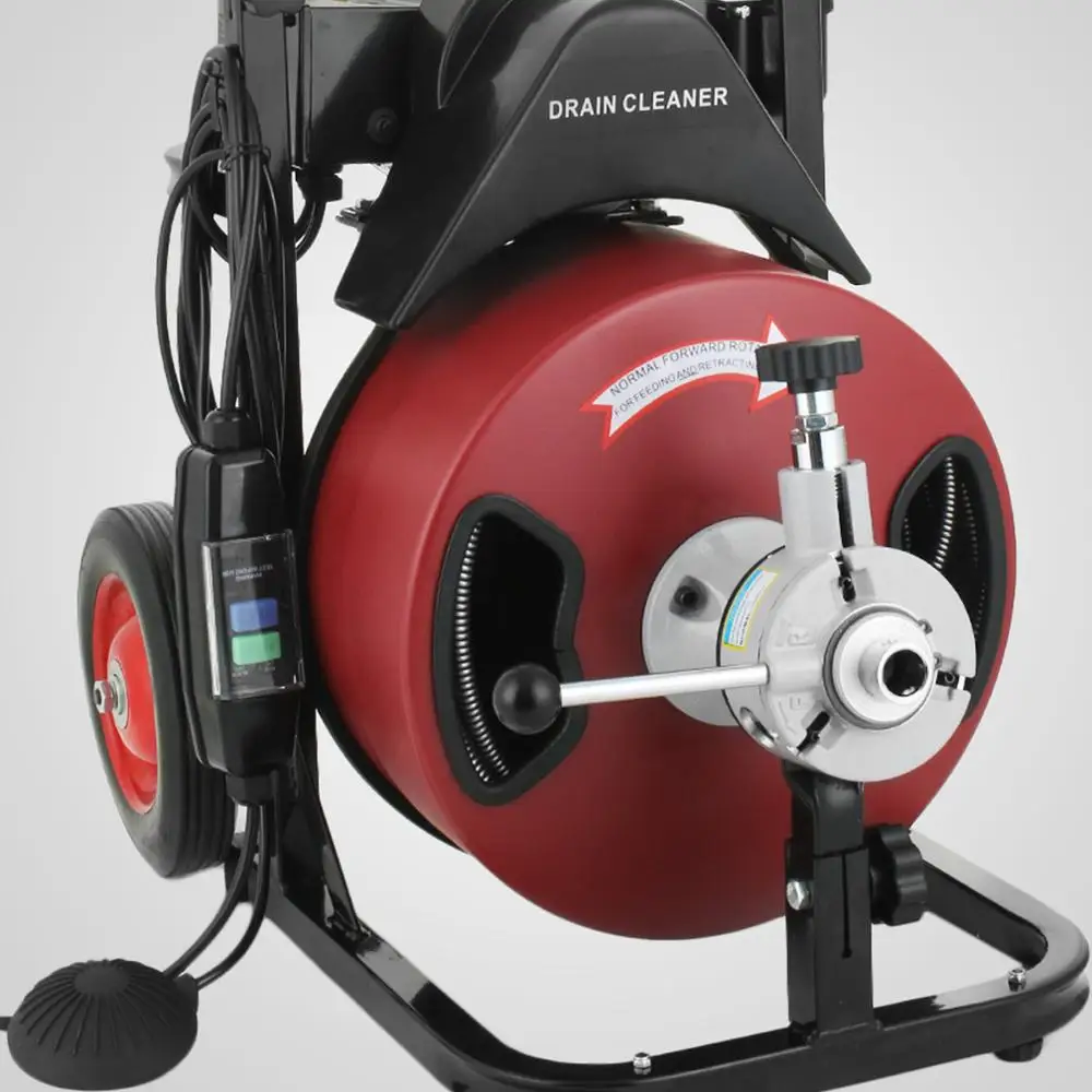 VEVOR 50 Feet by 1/2 Inch Electric Drain Auger with 4 Cutter & Foot Switch Drain Cleaner Machine Sewer Snake Drill Drain Auger C