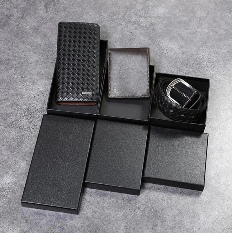 
Dreamtop DTF187 high quality promotion packing paper box for wallet and belt customized brand name wallet gift box 