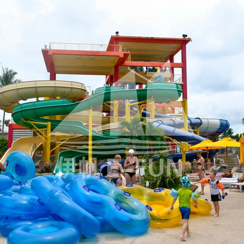 Water Slides 3lines Fiberglass Slide Body: 6-8mm; Flange: 8-10mm Outdoor Equipment Amusement Customer Size 12-18meter Customized