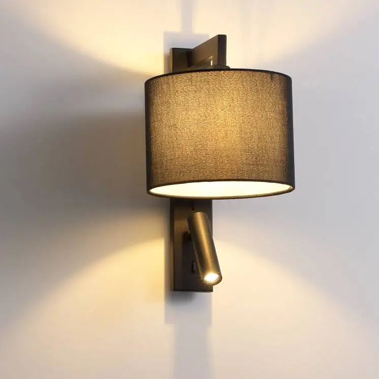 
2019 hotel E27 fabric shade Bedside headboard led reading wall light 