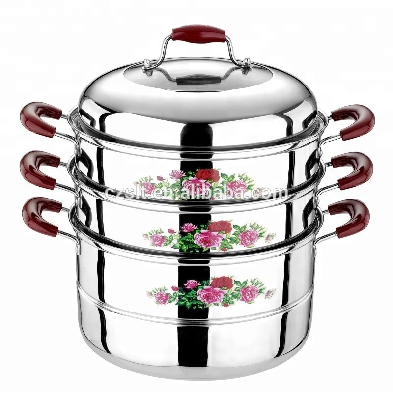 best quality three tier 26cm stainless steel steam pot dumpling for cooking