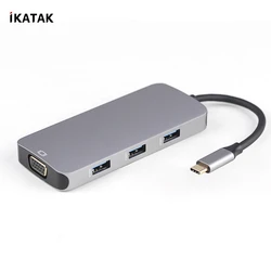 Новый продукт 8 в 1 USB 3 0 концентратор HD VGA Цифровой AV USB-C