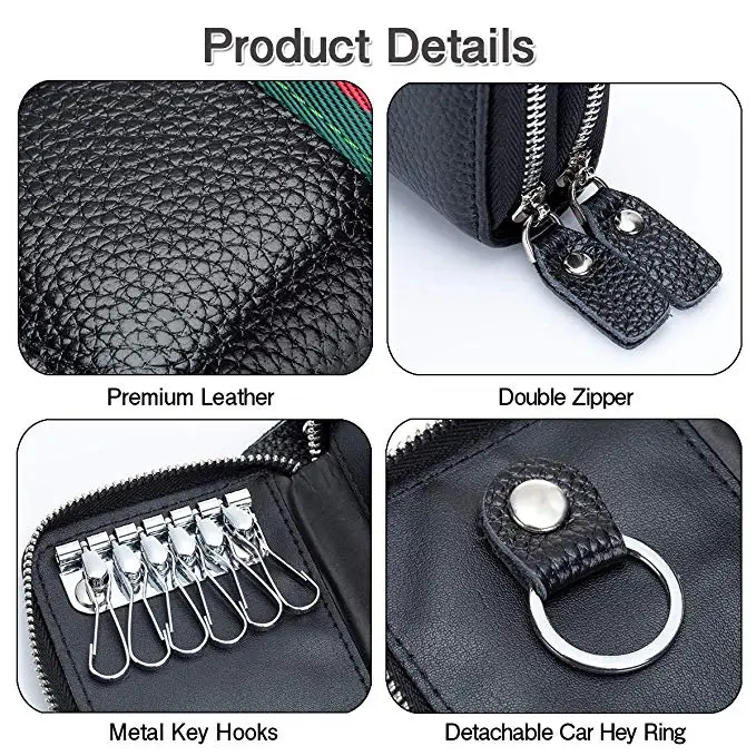 RFID Blocking Travel Passport Wallet Genuine Leather Credit Card Key Wallet Car Holder Case Secure 9 Slots,6 Key Hooks