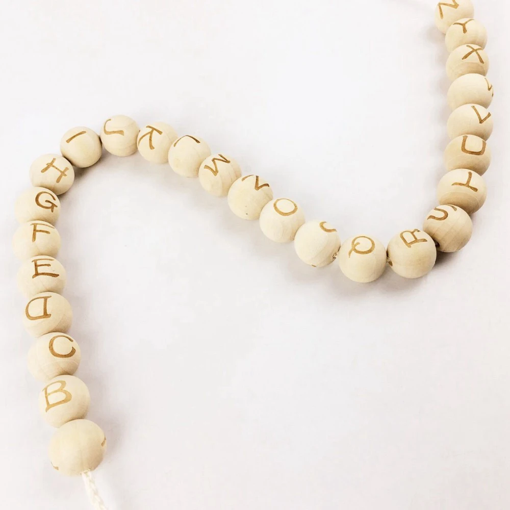 14mm DIY Name Small Wooden Alphabet Custom Personalized Engraved Beads
