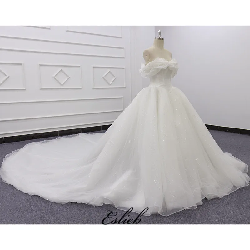 Eslieb JIANG1909 real photo ivory Embellishment sweetheart suzhou glitter wedding dress ball gown