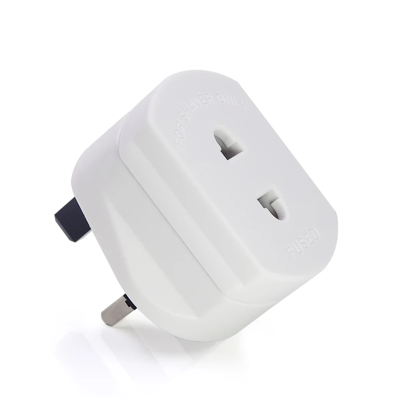(Goods in stock)shaver only plug euro to UK plug adaptor white fire retardant V0 grade ROHS material