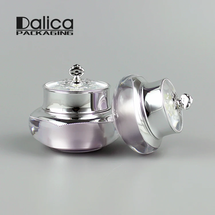 
New Style Luxury Cosmetic Elegant Crown Shape Lavender Acrylic Jar for Daily Skincare Lotion 
