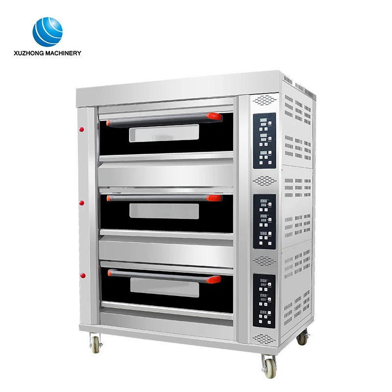 Commercial Kitchen Baking Bread and cake  /bread baking machine bakery equipment for three Deck Bakery Pizza Oven