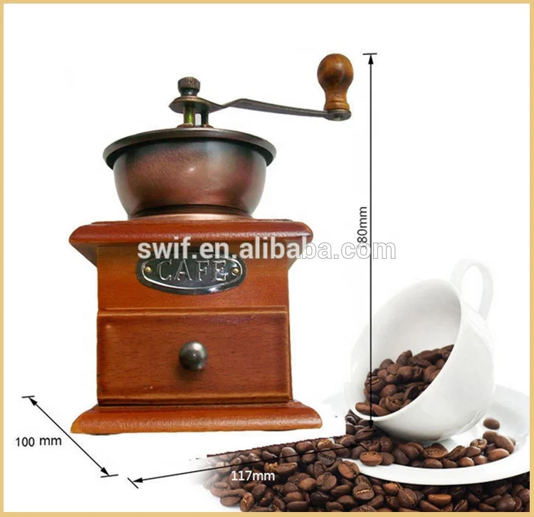 Винтажная деревянная ручная кофемолка