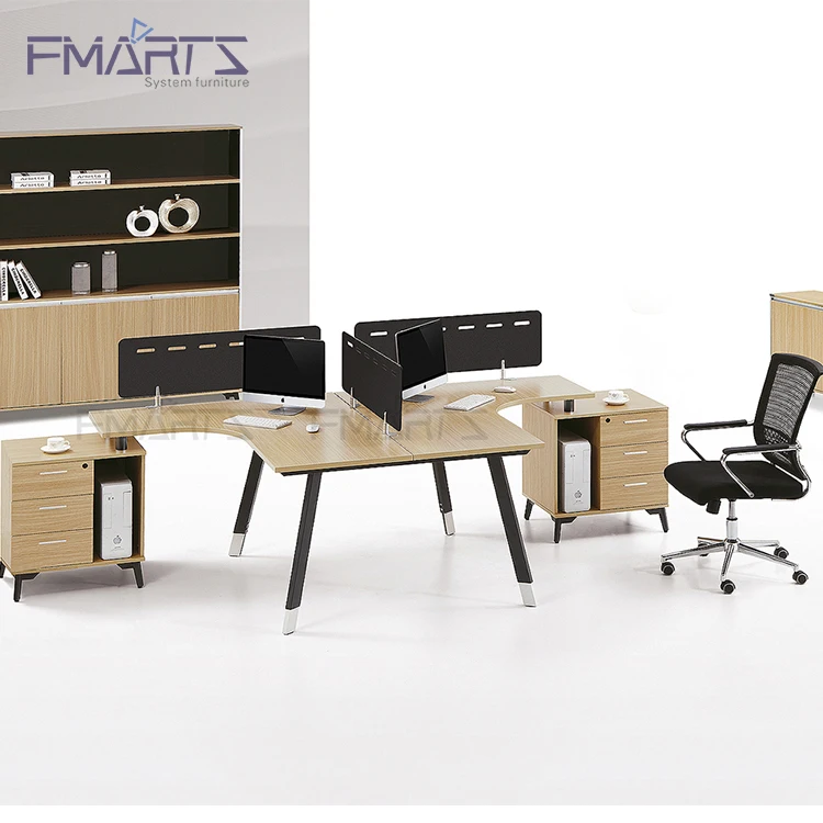 Guanzhou Office Furniture Metal Legs  MDF Partition T Shaped 2 Person Office Desk  Office Workstation Tables