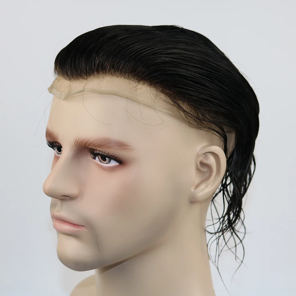 Swiss Lace Human Hair Mens Toupees Full Lace Toupee Human Hair Replacement for Men Unprocessed Virgin Human Hair Pieces