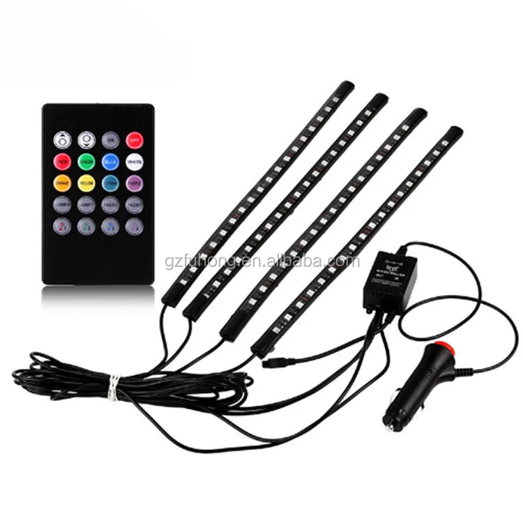 Multi Color Voice Sound Music Control Flexible Interior Decorative Atmosphere Neon Lamp LED Wireless Remote Car Light