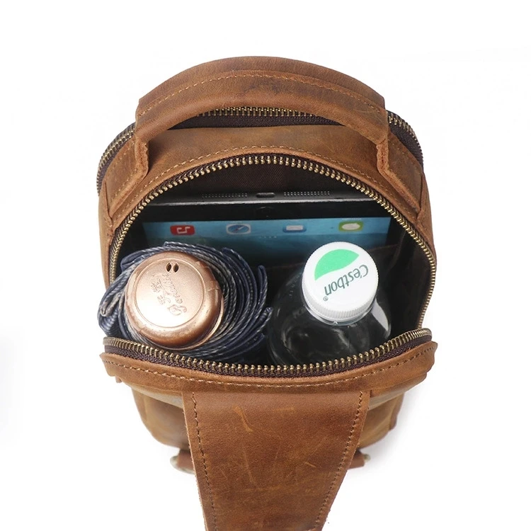 
Handcraft 100% Leather Crossbody Bag Men Chest Bag Genuine Leather 