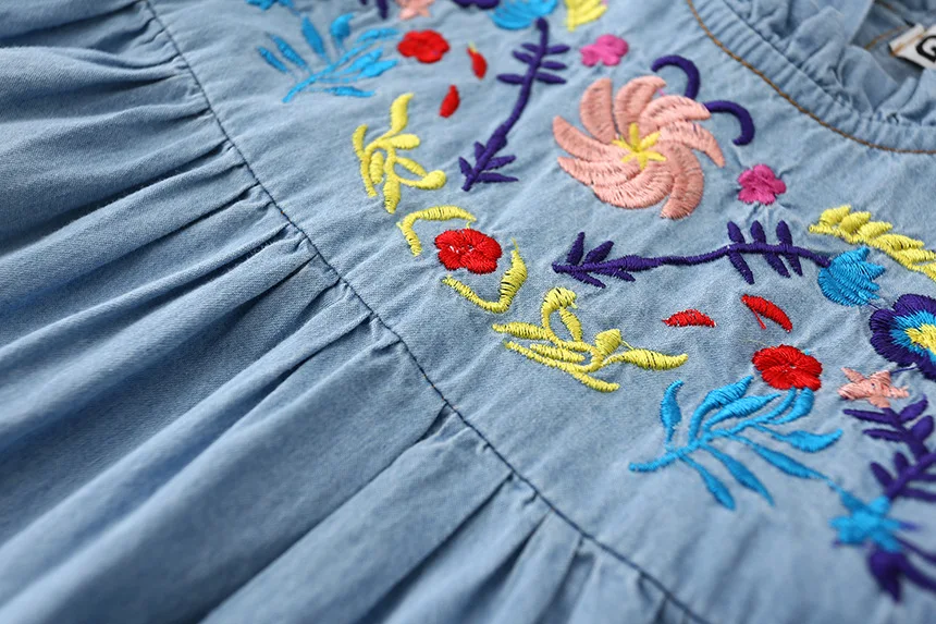 BKD summer embroidered dimn dress fashion cute dress for child girl
