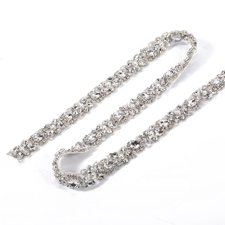 Wholesale Crystal Rhinestone Chain Trimming Bridal Sash Rhinestone Trim Applique Wedding Belt Garment Accessories RH1014