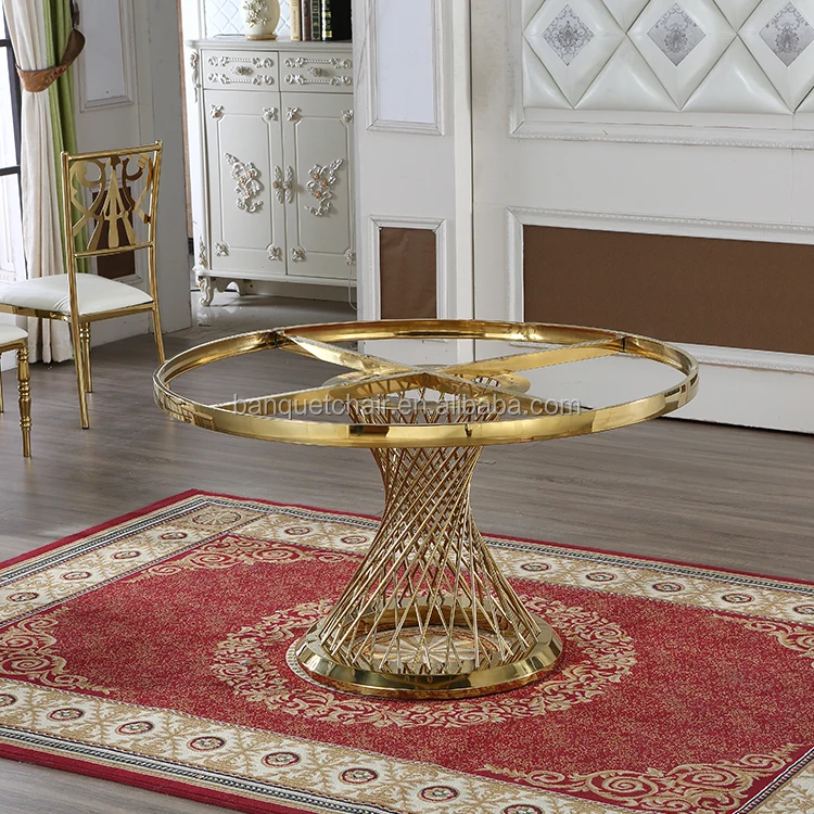 
Home furniture rose gold round dining room table 