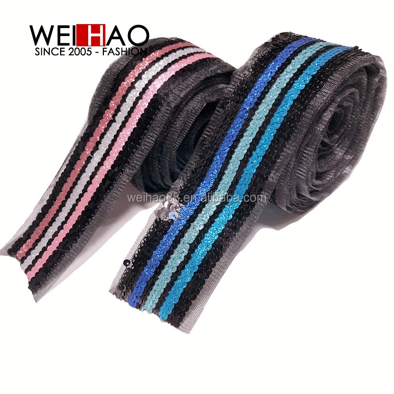 
Fashion sequins trims, shinny sequins lace tape for garments mesh sequins lace band 