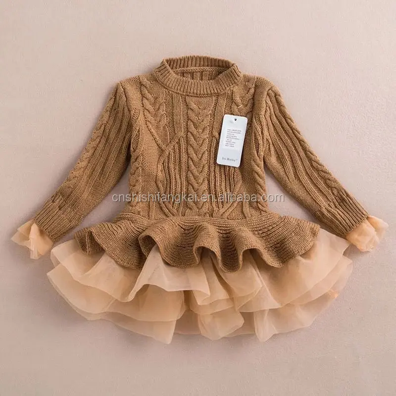 
thick warm girl dress Christmas wedding party dress knitted chiffon winter kids girls clothes children clothing girl dress 