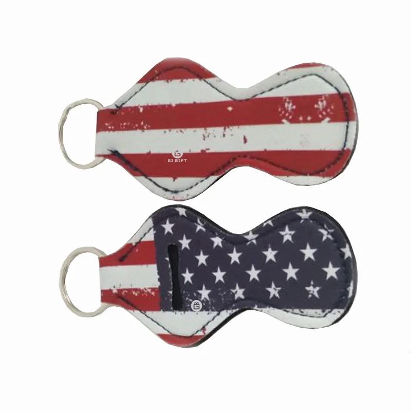 Neoprene Logo Printed Metal Embroidered Customised Manufacturer Custom Lipgloss Chapstick Lip Gloss Holder Keychain