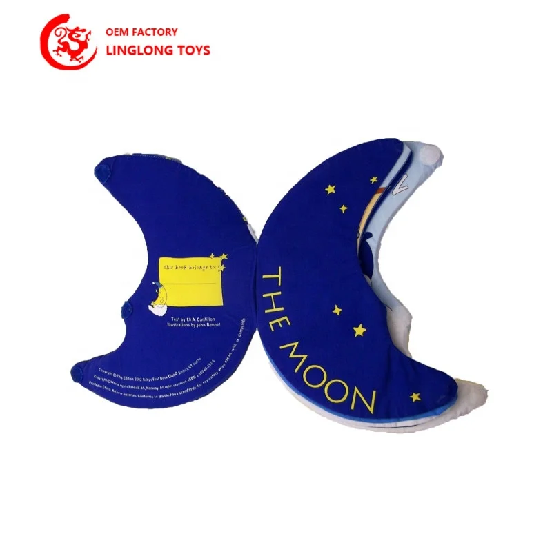 Manufacturer Customize The Moon Shape Cloth Book Hight-quality Puzzle Plush Toys For Baby Storytelling Plush Book With EN71