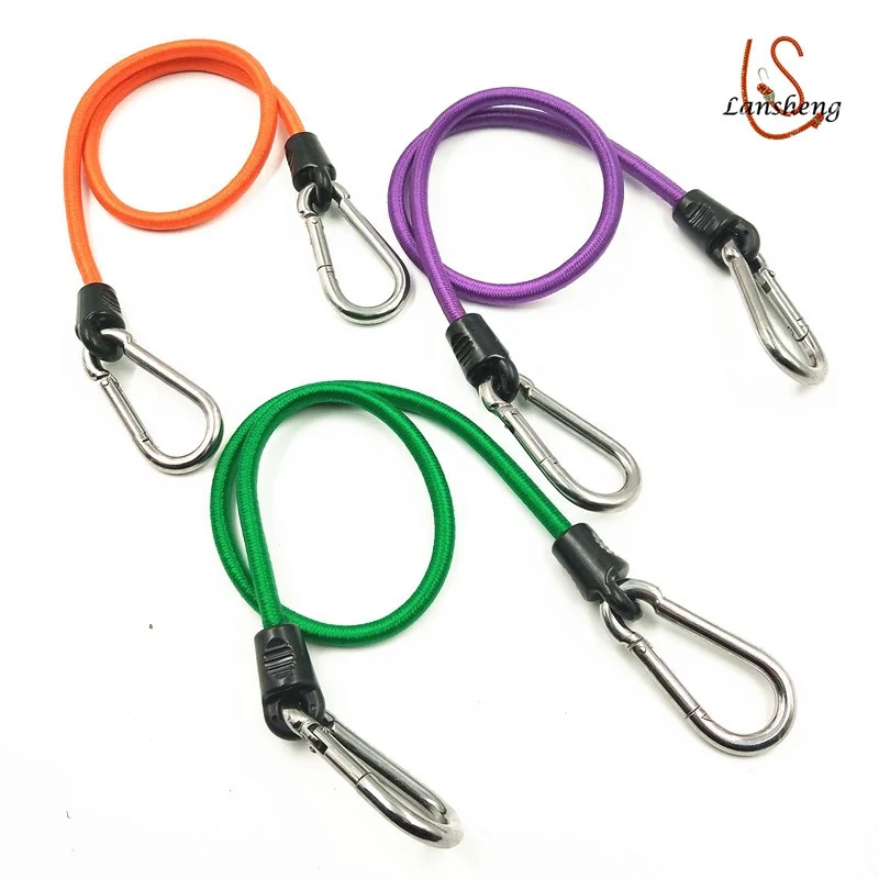 New High-end Listing OEM 9mm Colorful Round Rubber Luggage Rope With Safety Hook