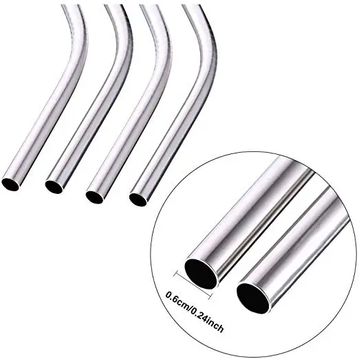 Stainless Steel Drinking Straws, Set of 8 Reusable Metal Drinking Straws with Cleaning Brushes and Portable Storage Box for Tumb