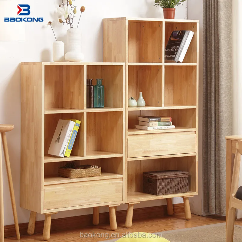 Solid Wood Book Shelf With Drawers Kids Bookrack Design