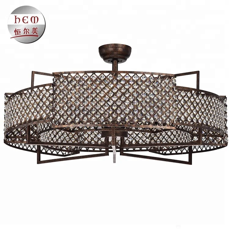 
Dc Contemporary crystal Ceiling Fan luxury Ceiling Fan Led Light Wholesale Ceiling Fans With Lamp 