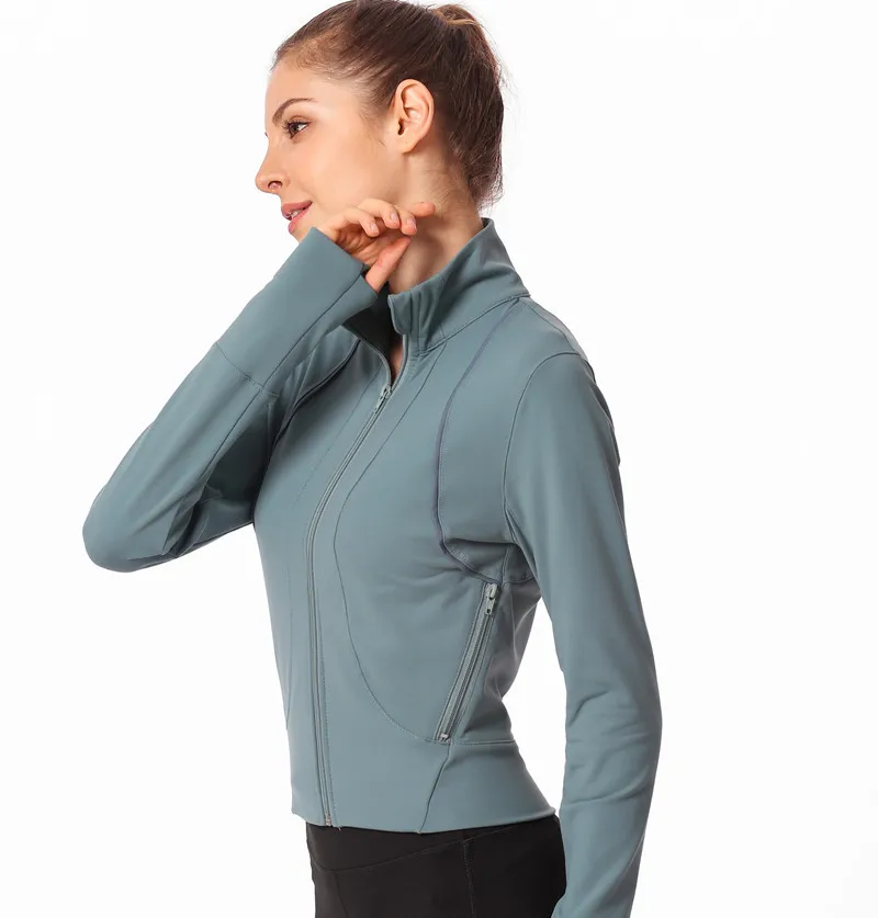 New Autumn Winter Long Sleeve Net Breathable Nylon Zipper Coat Yoga Running Sport Jogging Jacket Women