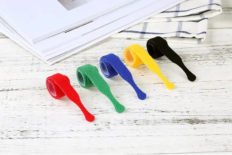 Factory wholesale printed logo back to back hook and loop cable tie