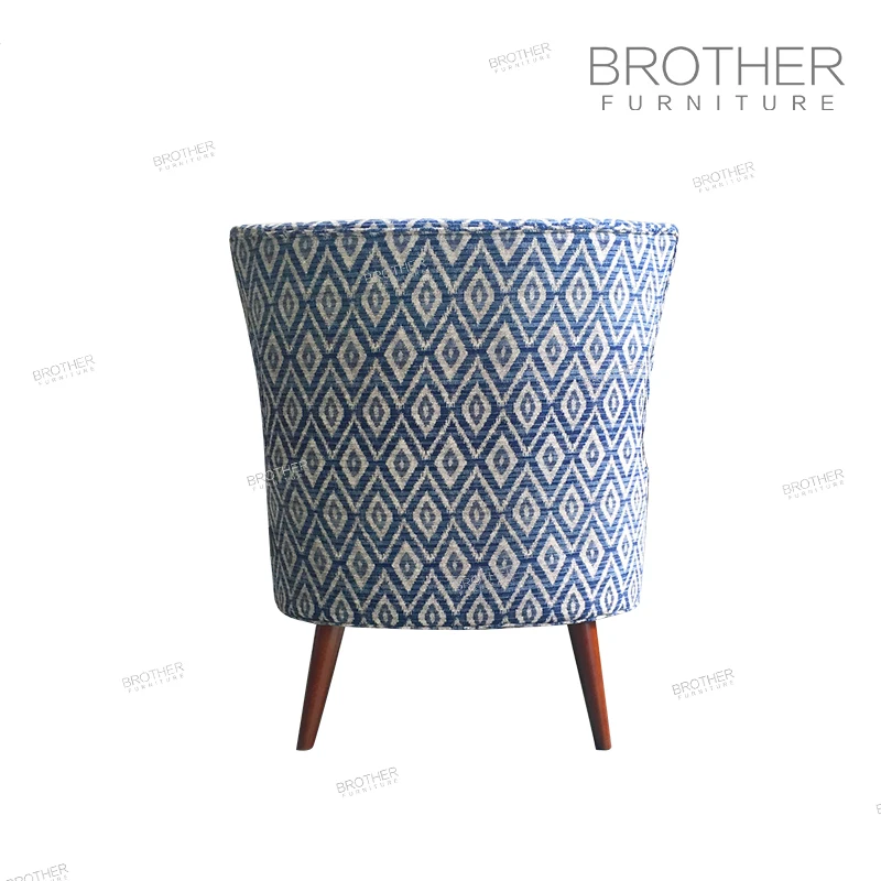 Blue Fabric Antique high back wing single sofa chair