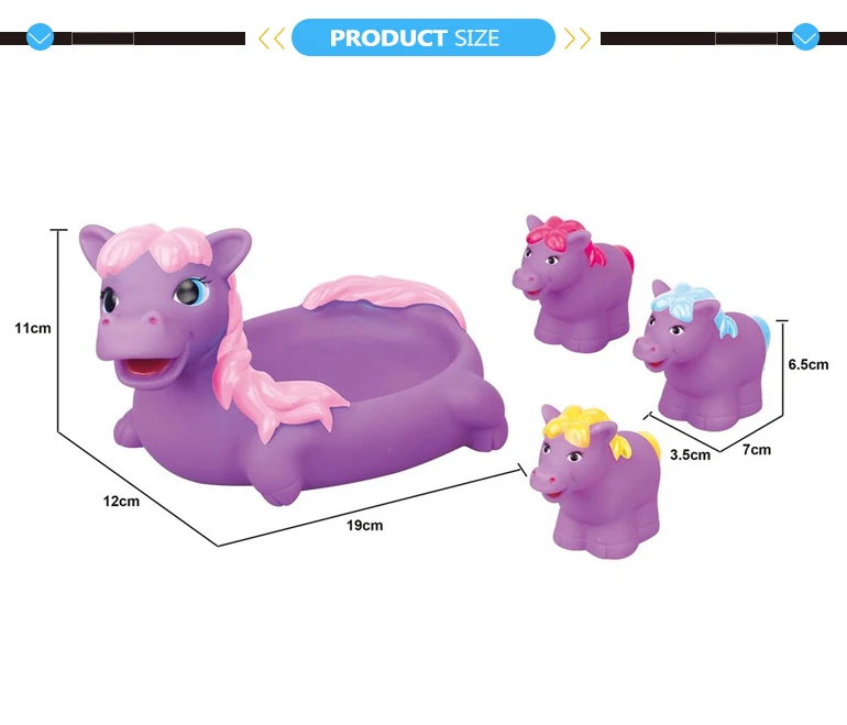 Horse natural toys kids rubber bath toy for baby