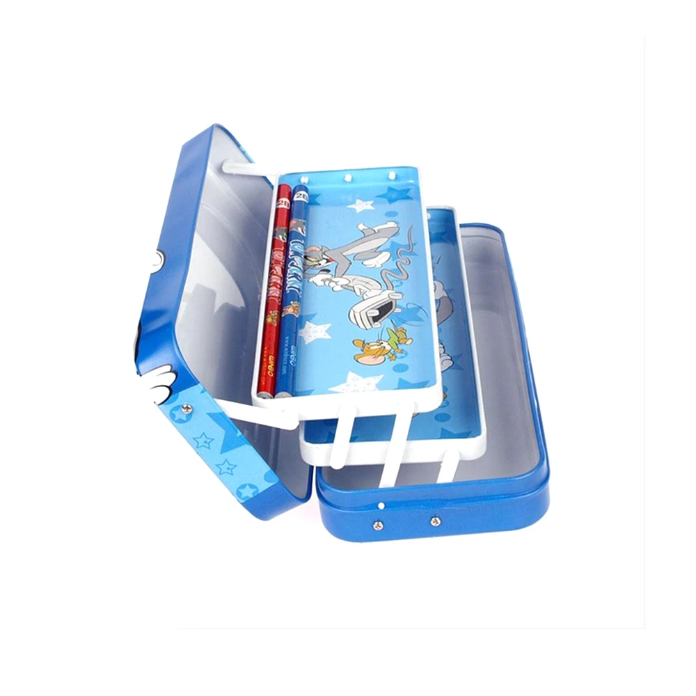Wholesale custom 3 layers school metal pencil case tin pencil box