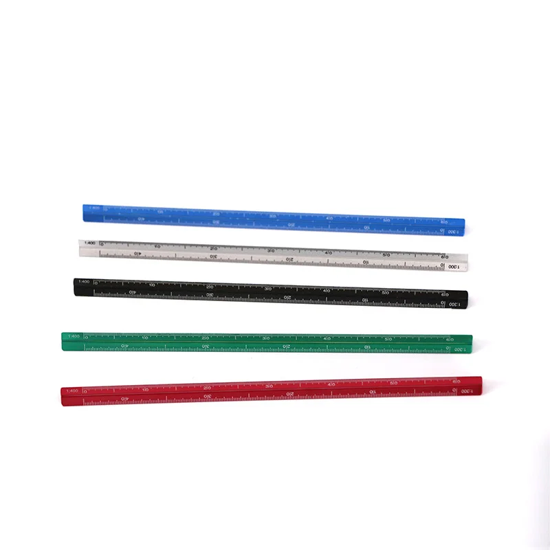 Wholesale production of 12 inches 30 cm metal color aluminum Triangular scale ruler spot supply