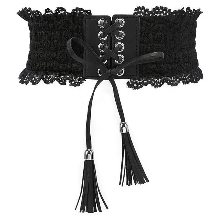 Women's elastic waist belt Obi, drawstring belt