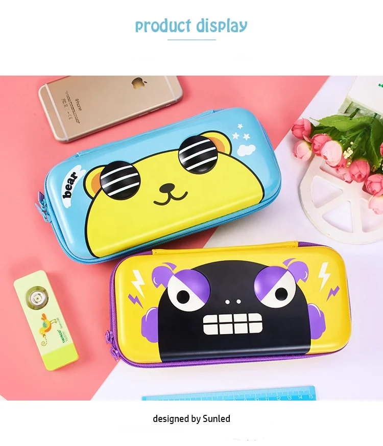 EVA PU multilayer animal octopus bear frog bird kawaii kids cute 3D pencil case