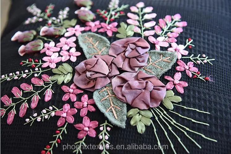 Base waffle handmade ribbon lace embroidery cushion cover pillow case